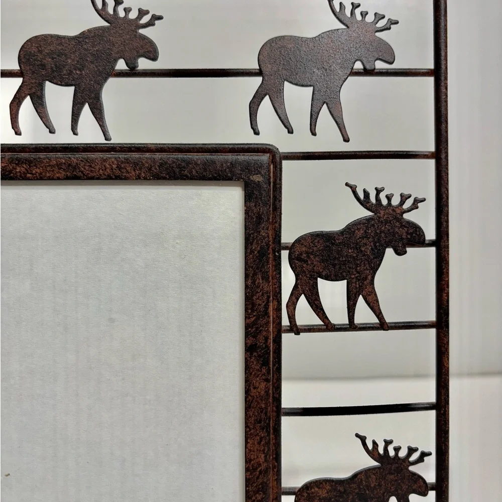Rustic Metal Moose Silhouette Table Top Picture Frame